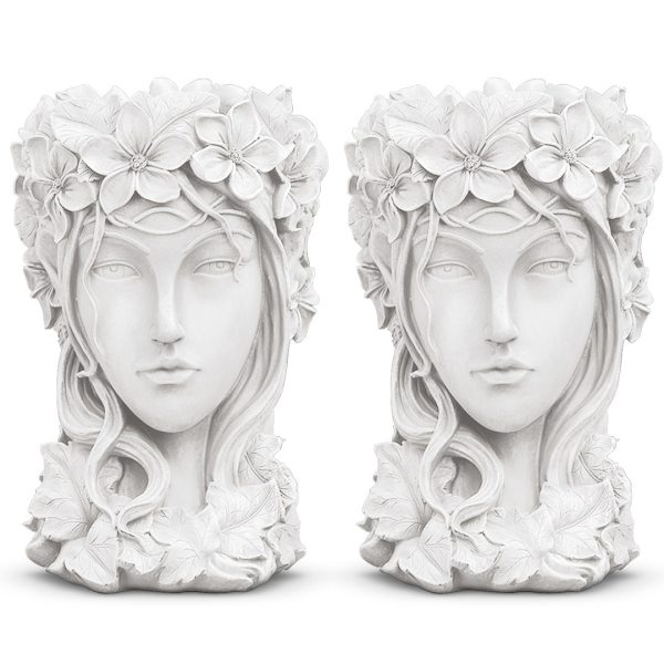 Resin Creative Goddess Head Statue Planter Bonsai Flower Succulent Pot Decor