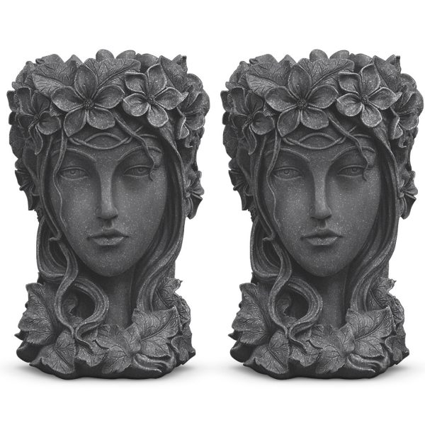 Resin Creative Goddess Head Statue Planter Bonsai Flower Succulent Pot Decor