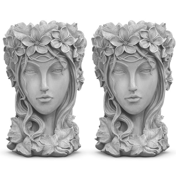 Resin Creative Goddess Head Statue Planter Bonsai Flower Succulent Pot Decor