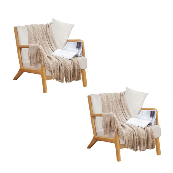Diamond Pattern Knitted Throw Blanket Warm Cozy Woven Cover Couch Bed Sofa Home Decor with Tassels