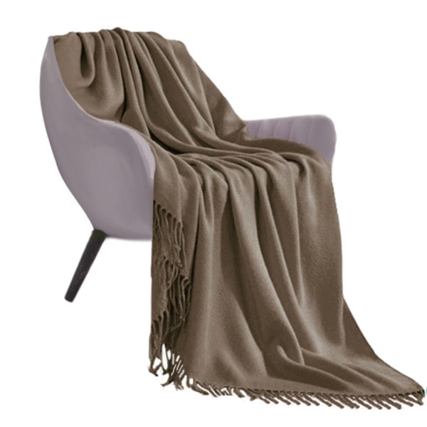 Acrylic Knitted Throw Blanket Solid Fringed Warm Cozy Woven Cover Couch Bed Sofa Home Decor