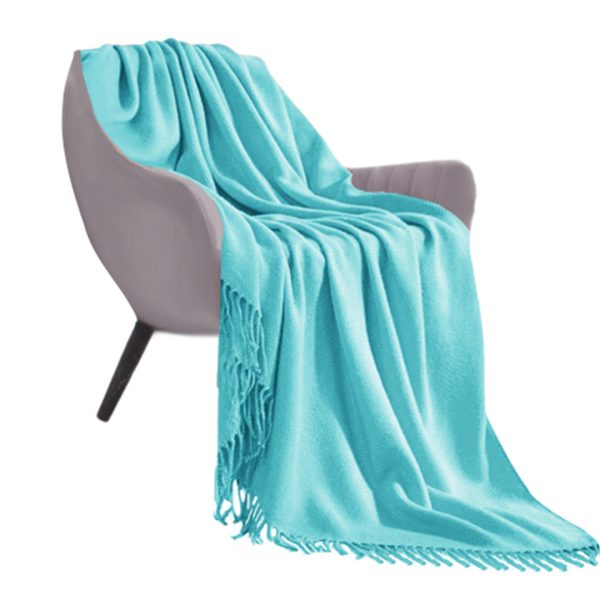 Acrylic Knitted Throw Blanket Solid Fringed Warm Cozy Woven Cover Couch Bed Sofa Home Decor