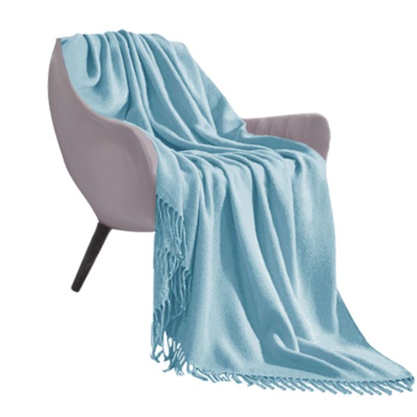 Acrylic Knitted Throw Blanket Solid Fringed Warm Cozy Woven Cover Couch Bed Sofa Home Decor