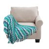 Zigzag Striped Throw Blanket Acrylic Wave Knitted Fringed Woven Cover Couch Bed Sofa Home Decor