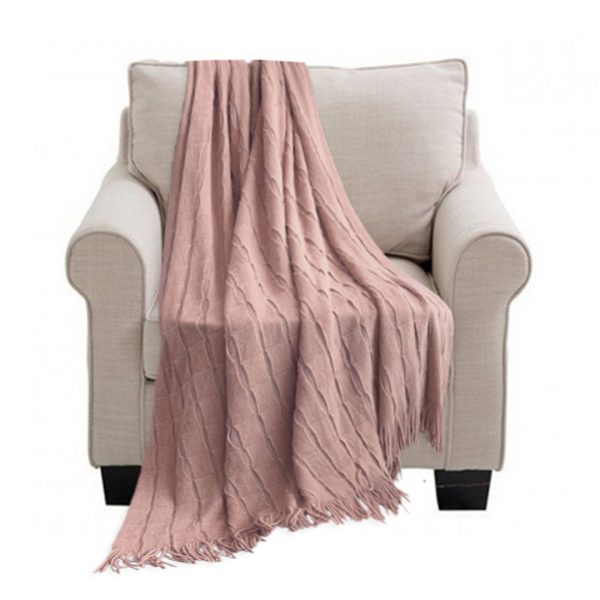 Textured Knitted Throw Blanket Warm Cozy Woven Cover Couch Bed Sofa Home Decor with Tassels