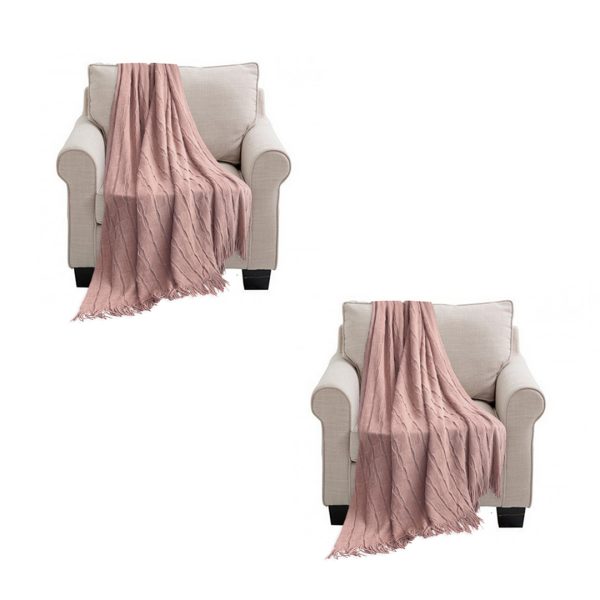 Textured Knitted Throw Blanket Warm Cozy Woven Cover Couch Bed Sofa Home Decor with Tassels