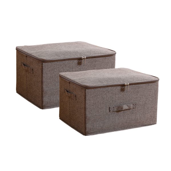 Portable Double Zipper Storage Box Moisture Proof Clothes Basket Foldable Home Organiser