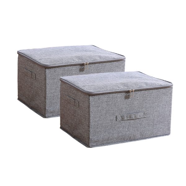 Portable Double Zipper Storage Box Moisture Proof Clothes Basket Foldable Home Organiser