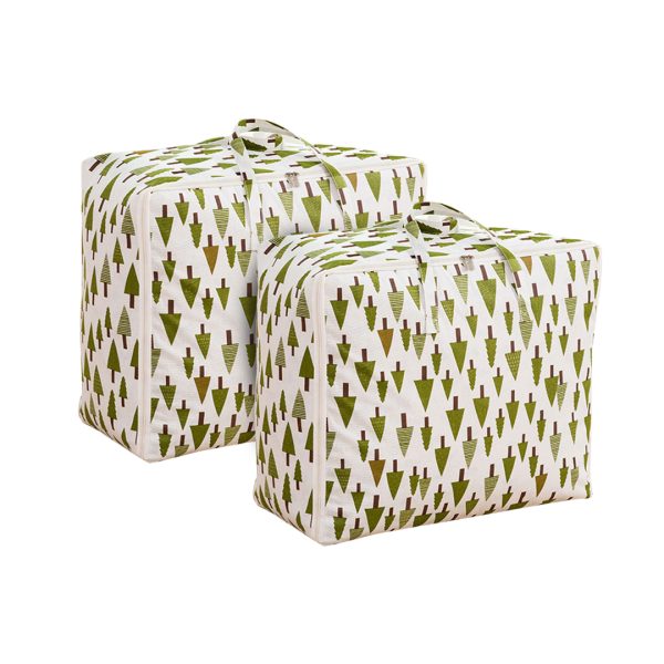 Green Pine Tree Storage Luggage Bag Double Zipper Foldable Travel Organiser Essentials