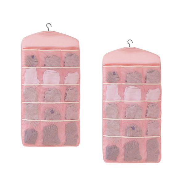 Double Sided Hanging Storage Bag Underwear Bra Socks Mesh Pocket Hanger Home Organiser