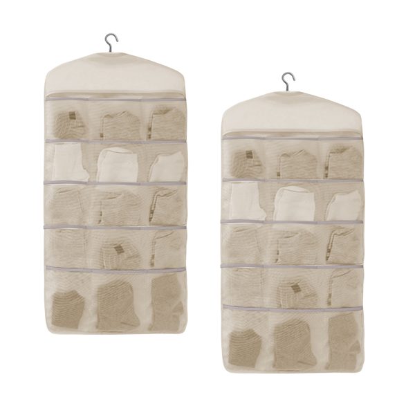 Double Sided Hanging Storage Bag Underwear Bra Socks Mesh Pocket Hanger Home Organiser