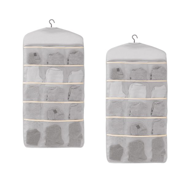 Double Sided Hanging Storage Bag Underwear Bra Socks Mesh Pocket Hanger Home Organiser