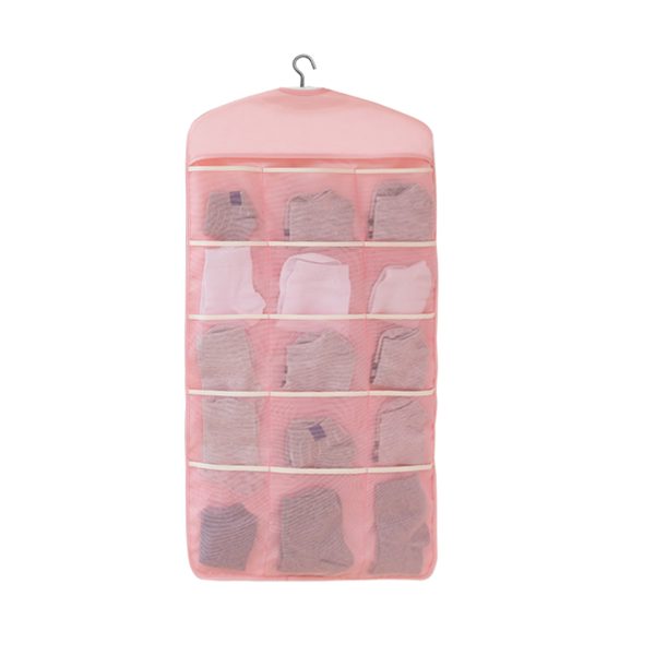 Double Sided Hanging Storage Bag Underwear Bra Socks Mesh Pocket Hanger Home Organiser