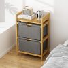 Bamboo Shelf with Storage Hamper – Wooden Bamboo Removable Bags.