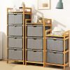 Bamboo Shelf with Storage Hamper – Wooden Bamboo Removable Bags.