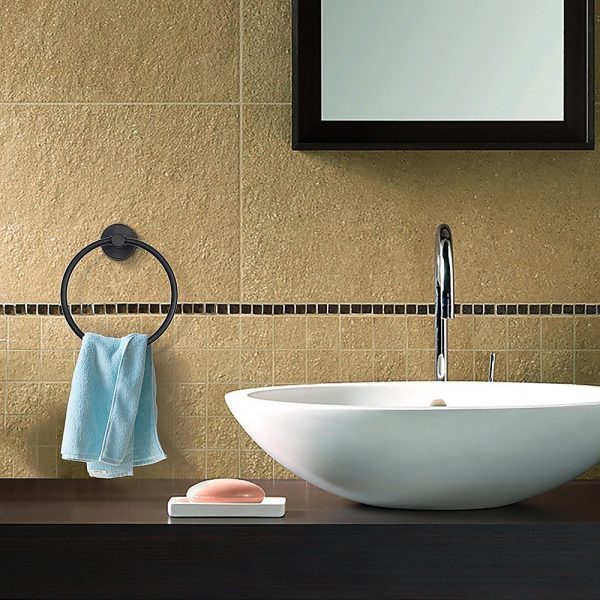 Classic Towel Bar Rail Ring Electroplated Matte Black Finish.