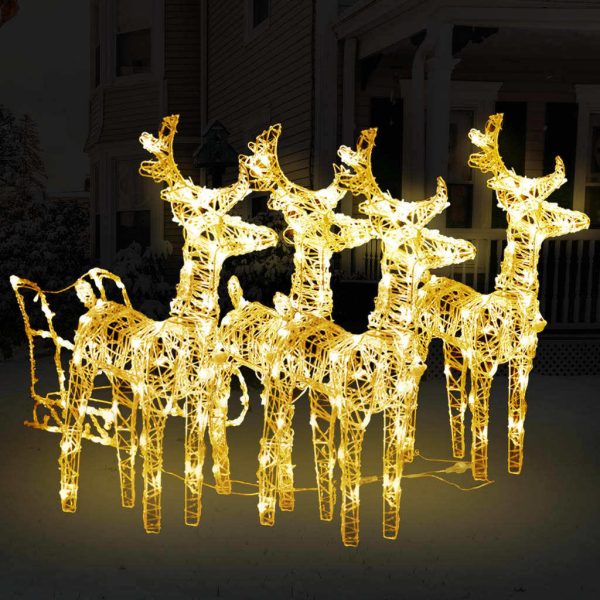 Reindeers & Sleigh Christmas Decoration 240 LEDs Acrylic