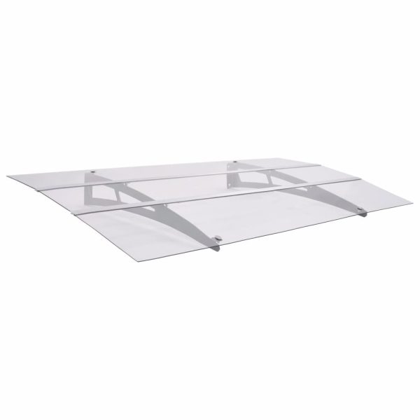 Door Canopy Silver and Transparent Polycarbonate