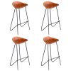 Bar Chairs Black and Brown Real Leather