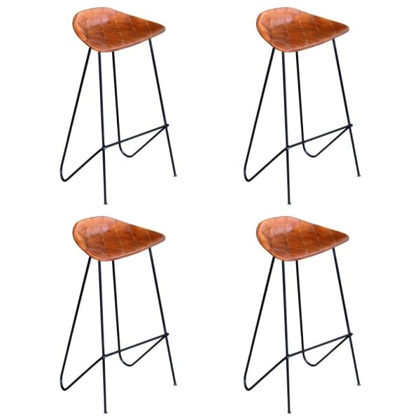 Bar Chairs Black and Brown Real Leather