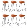 Bar Chairs Black and Brown Real Leather