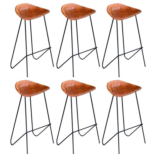 Bar Chairs Black and Brown Real Leather