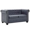 Philadelphia Chesterfield Sofa Artificial Suede Leather Grey