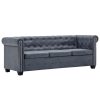 Philadelphia Chesterfield Sofa Artificial Suede Leather Grey