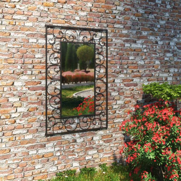 Garden Wall Mirror Rectangular Black