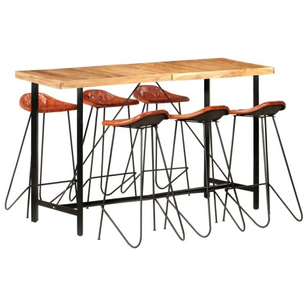 7 Piece Bar Set Real Leather