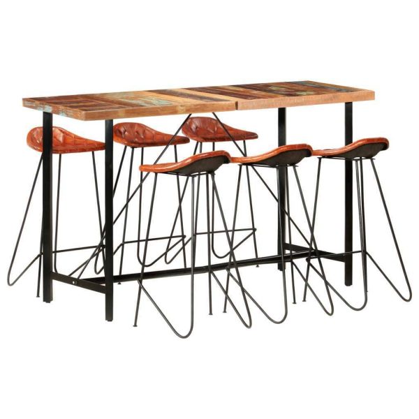 7 Piece Bar Set Real Leather