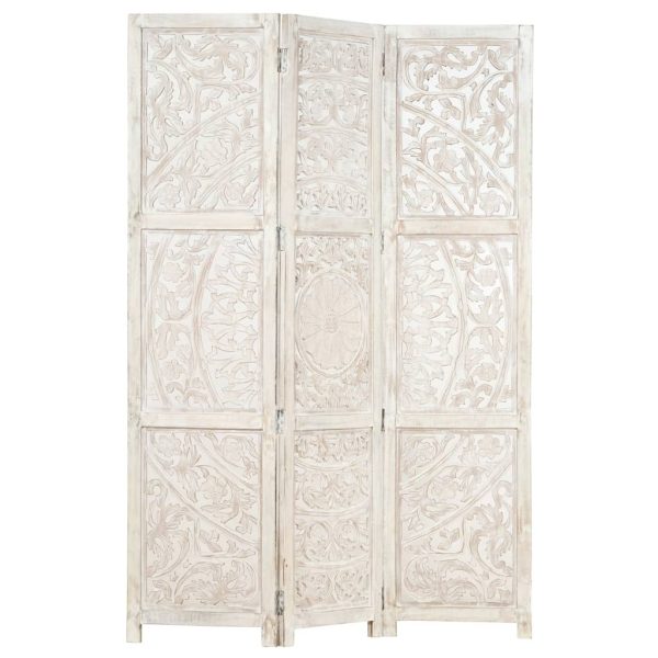 Petaluma Hand carved 3-Panel Room Divider 120×165 cm Solid Mango Wood
