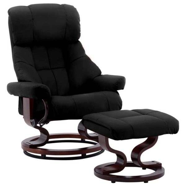 Recliner Chair with Footstool Faux Leather and Bentwood