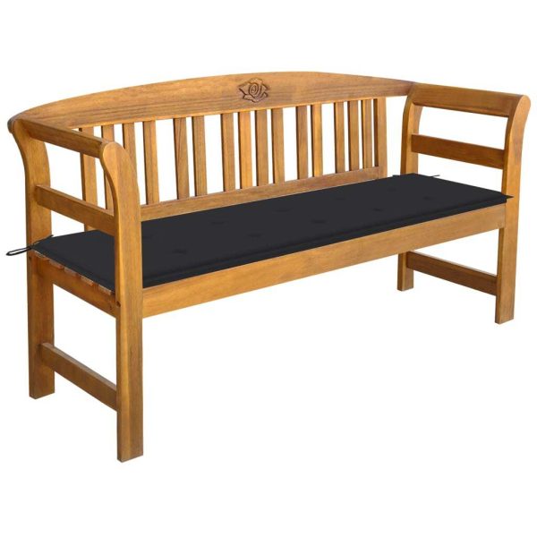 Garden Bench with Cushion Solid Acacia Wood