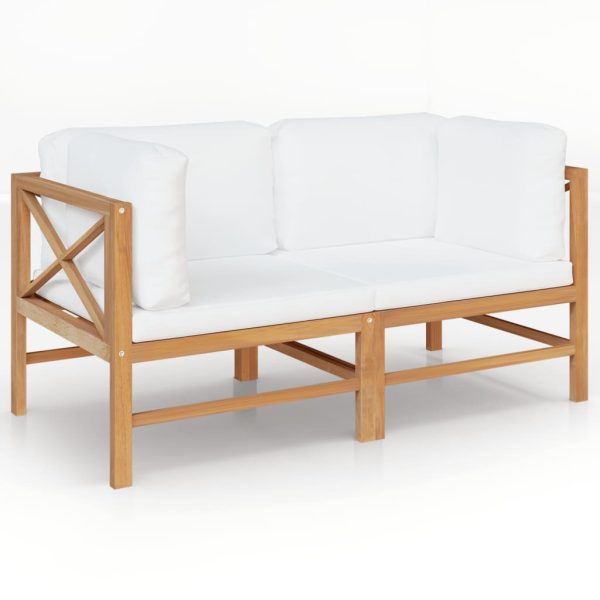 2-seater Garden Bench with Cushions Solid Teak Wood