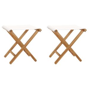 Folding Chairs 2 pcs Solid Teak Wood and Fabric