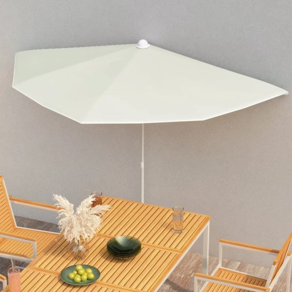 Garden Half Parasol with Pole 180×90 cm