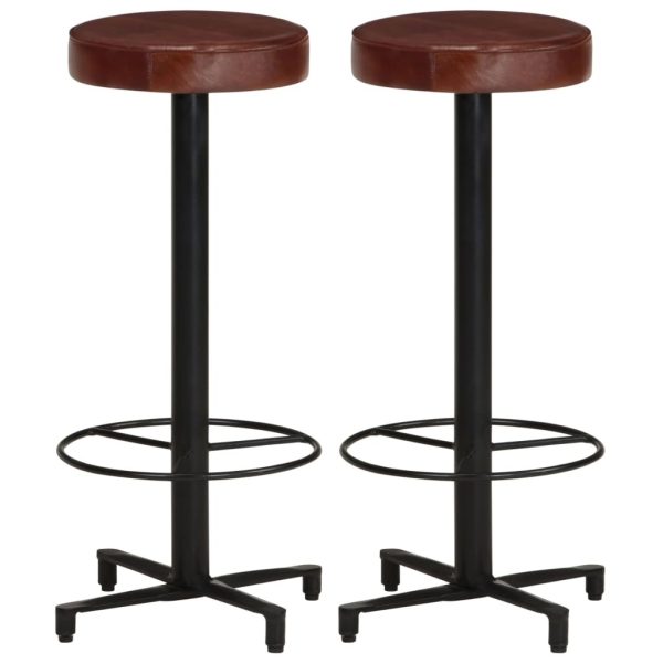 Bar Stools 2 pcs Real Leather