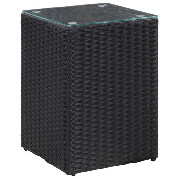 Cornelius Side Table with Glass Top 35x35x52 cm Poly Rattan