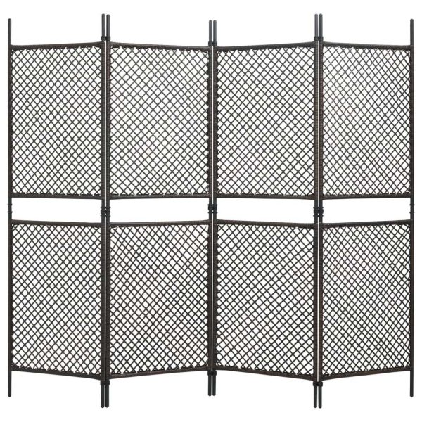 Nelson 4-Panel Room Divider Poly Rattan 240×200 cm