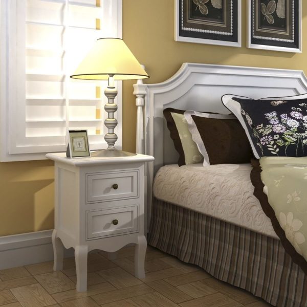 Dakota Nightstand with 2 Drawers MDF White