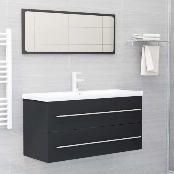 2 Piece Bathroom Furniture Set Engineered Wood