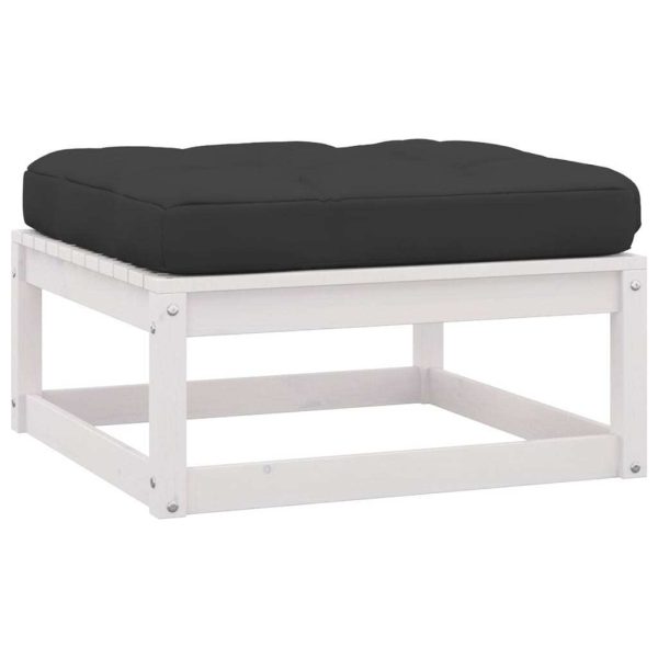 Garden Footstool with Cushion Solid Pinewood