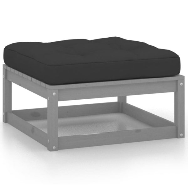 Garden Footstool with Cushion Solid Pinewood