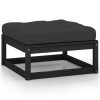Garden Footstool with Cushion Solid Pinewood