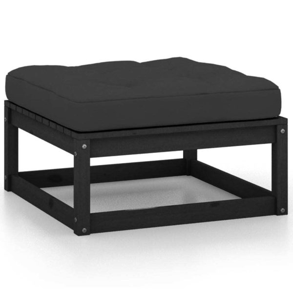 Garden Footstool with Cushion Solid Pinewood