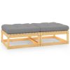 Garden Footstool with Cushion Solid Pinewood