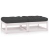 Garden Footstool with Cushion Solid Pinewood