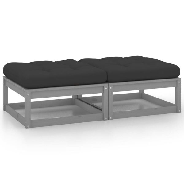 Garden Footstool with Cushion Solid Pinewood