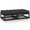Garden Footstool with Cushion Solid Pinewood
